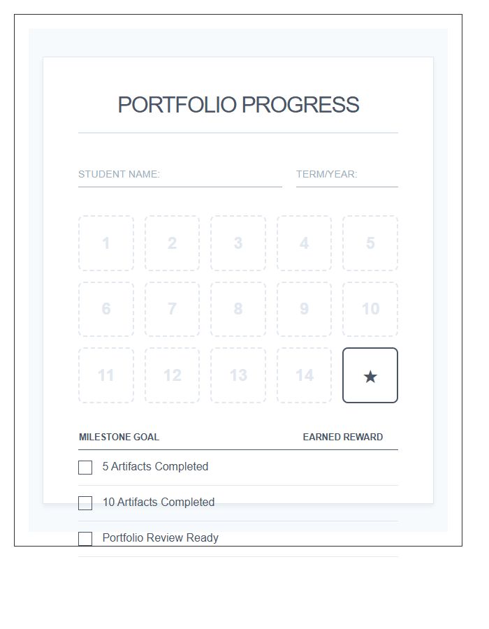 Homeschool Portfolio Progress Rewards Printable Chart