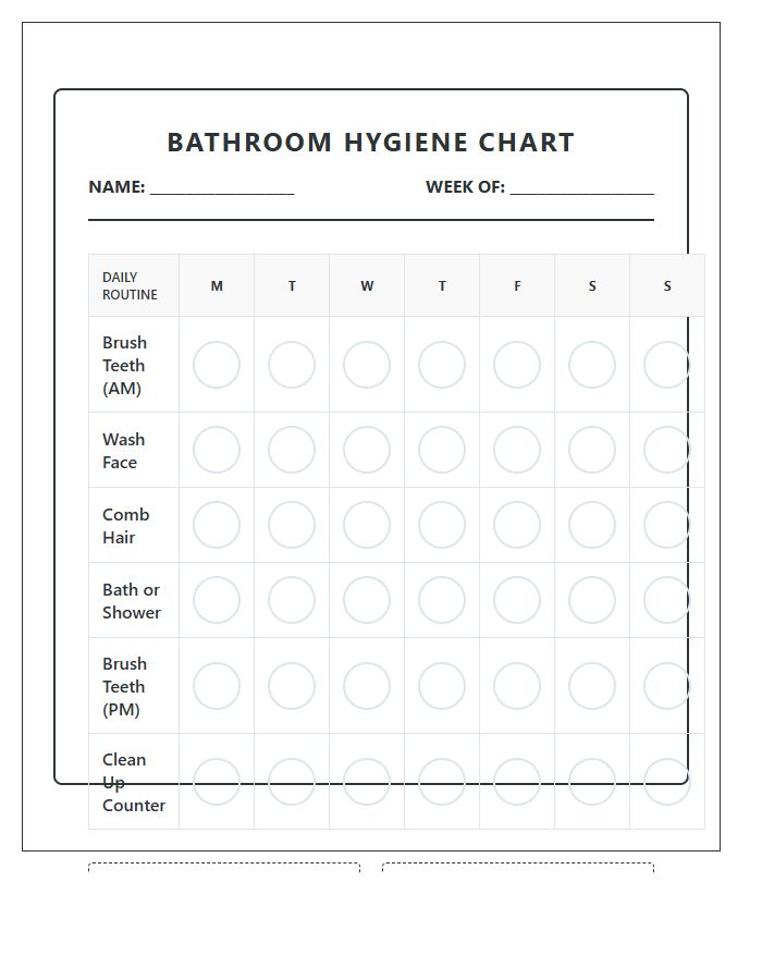 Bathroom Routine Hygiene Rewards Printable Chart
