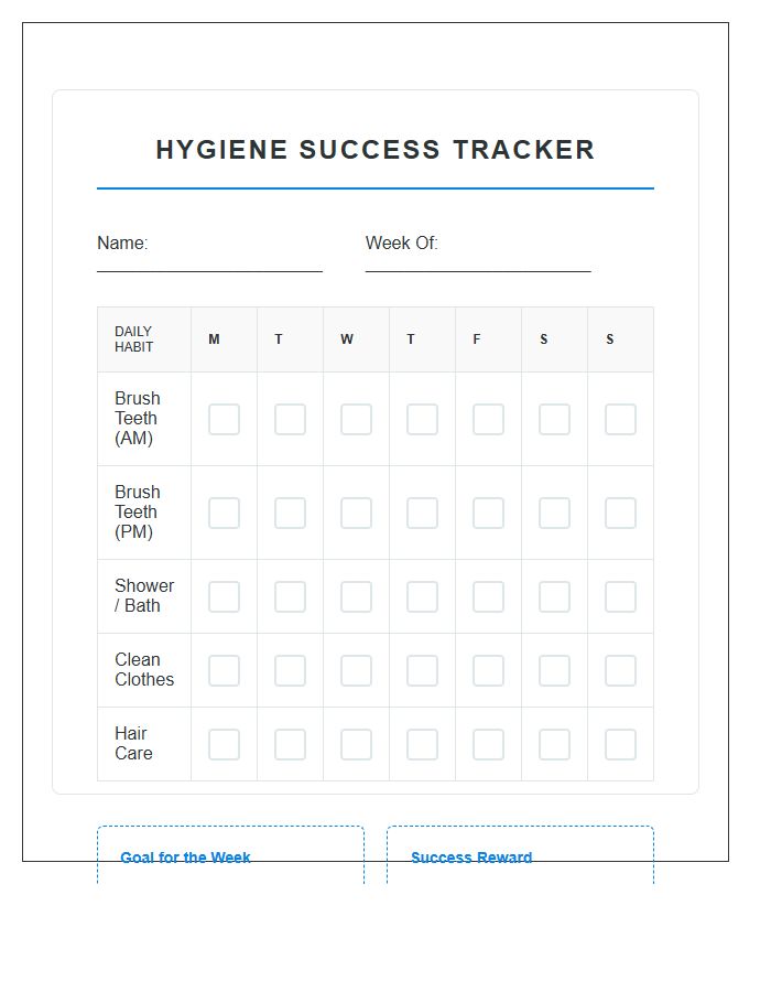 Good Hygiene Success Rewards Printable Chart