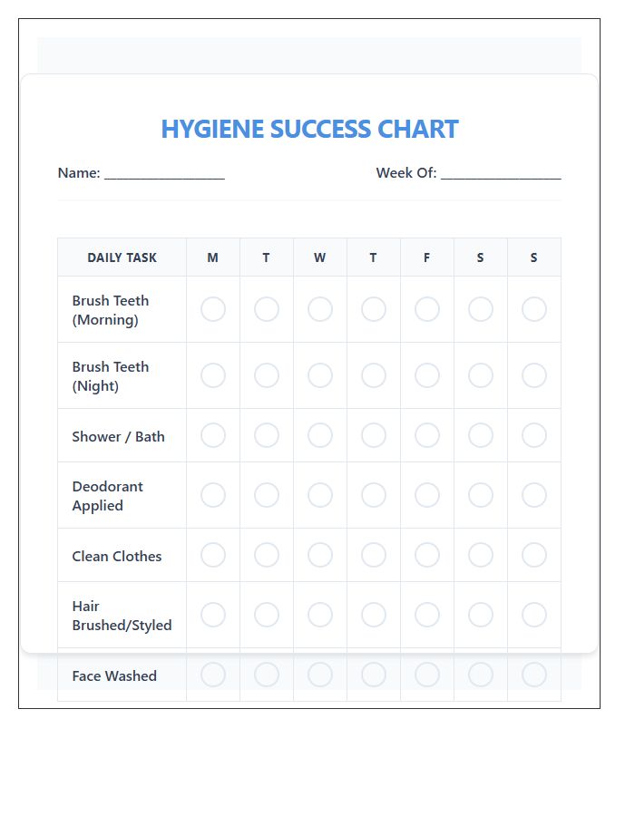School Age Hygiene Rewards Printable Chart