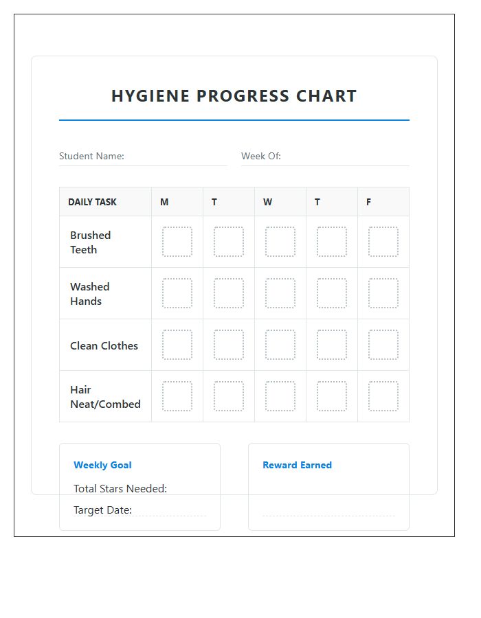 Student Hygiene Progress Rewards Printable Chart