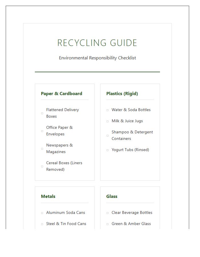 Environmental Responsibility Recycling Printable Chart