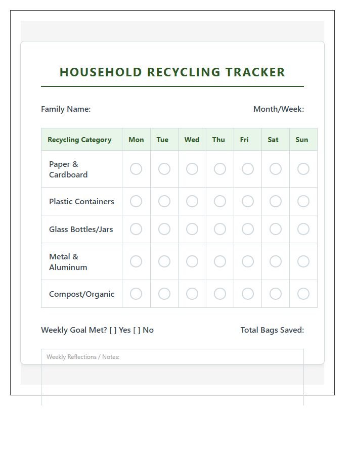 Household Recycling Achievement Printable Chart