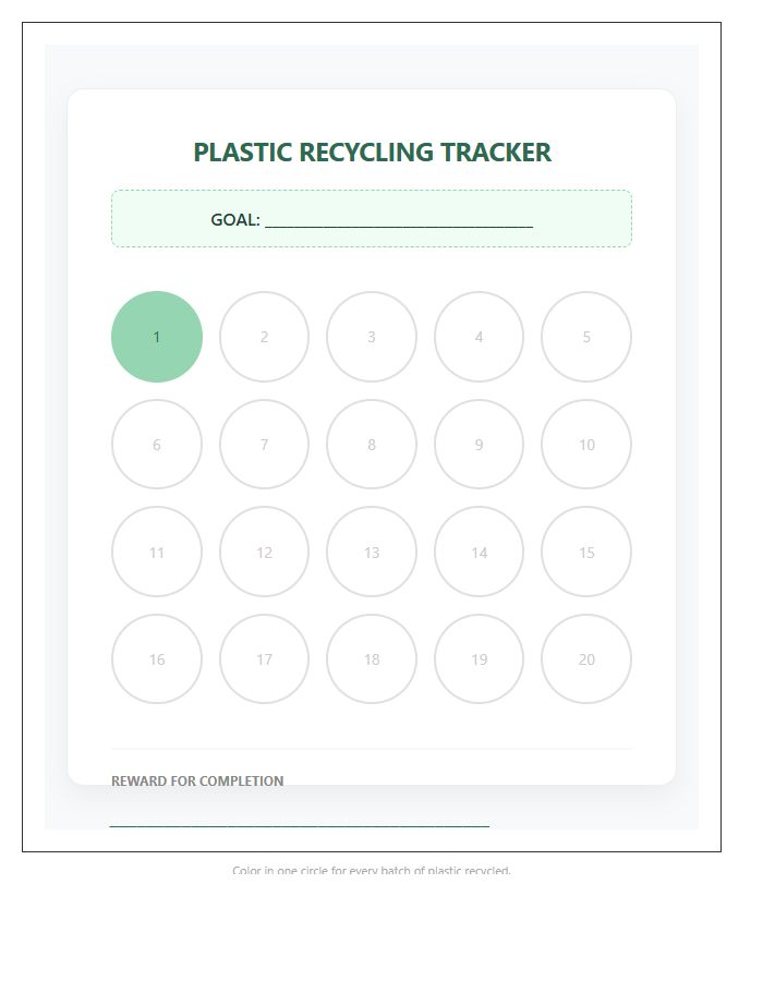 Plastic Recycling Goal Reward Printable Chart