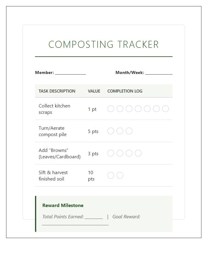 Composting Task Incentive Printable Chart