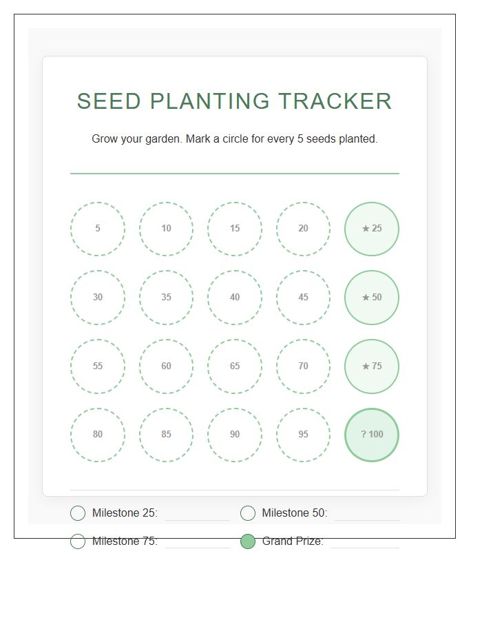 Seed Planting Milestone Reward Printable Chart