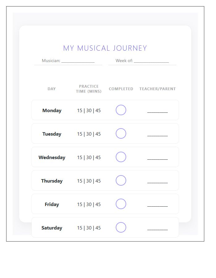 Childrens Piano Practice Rewards Printable Chart