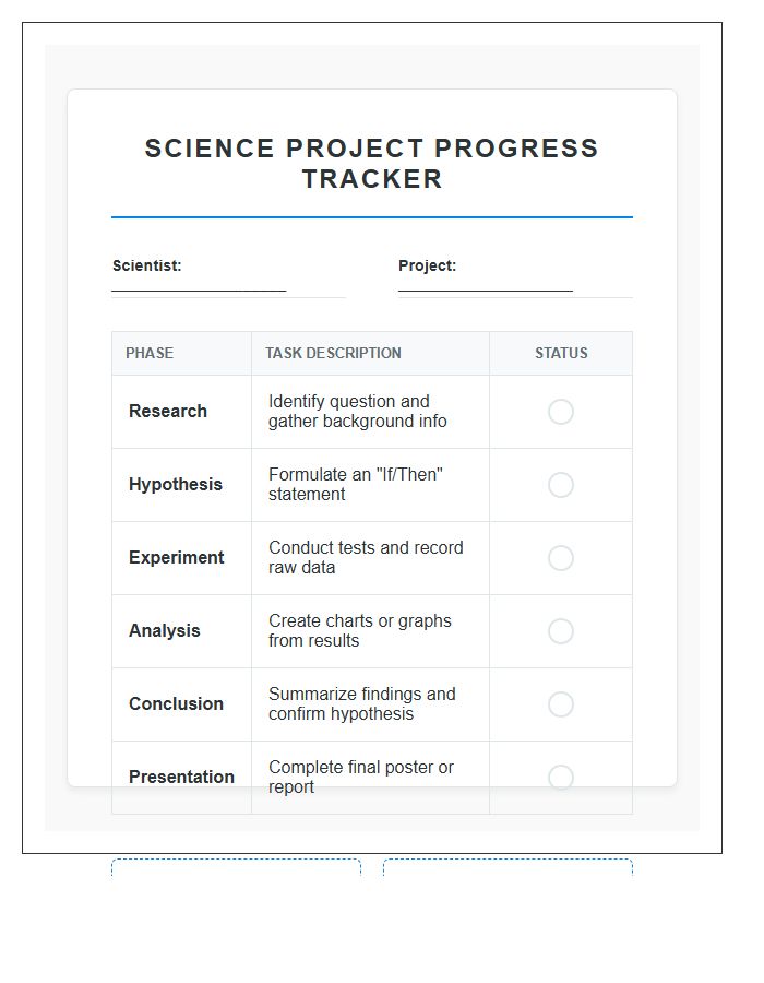 Home Science Project Rewards Printable Chart