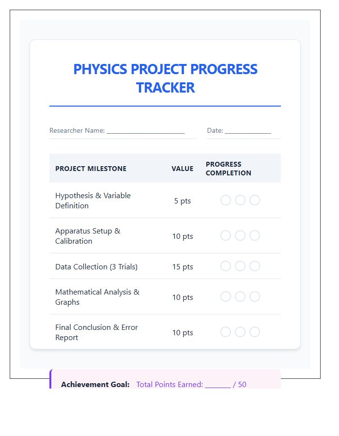 Physics Science Project Rewards Printable Chart