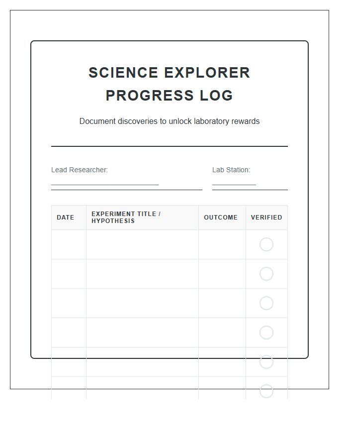 Science Experiment Rewards Printable Chart