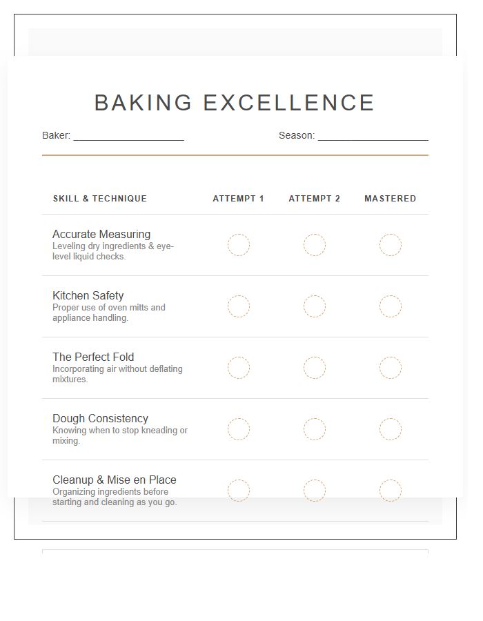Basic Baking Skills Rewards Printable Chart
