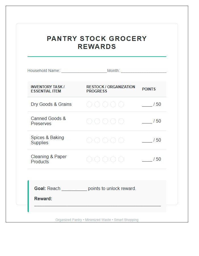 Pantry Stock Grocery Rewards Printable Chart