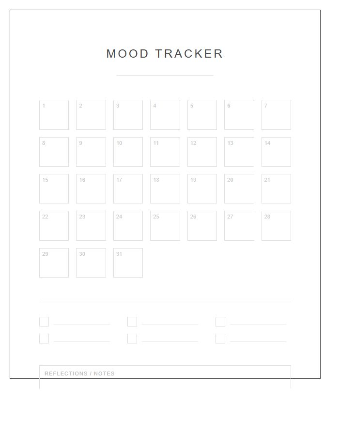Aesthetic Mood Tracker Printable Chart