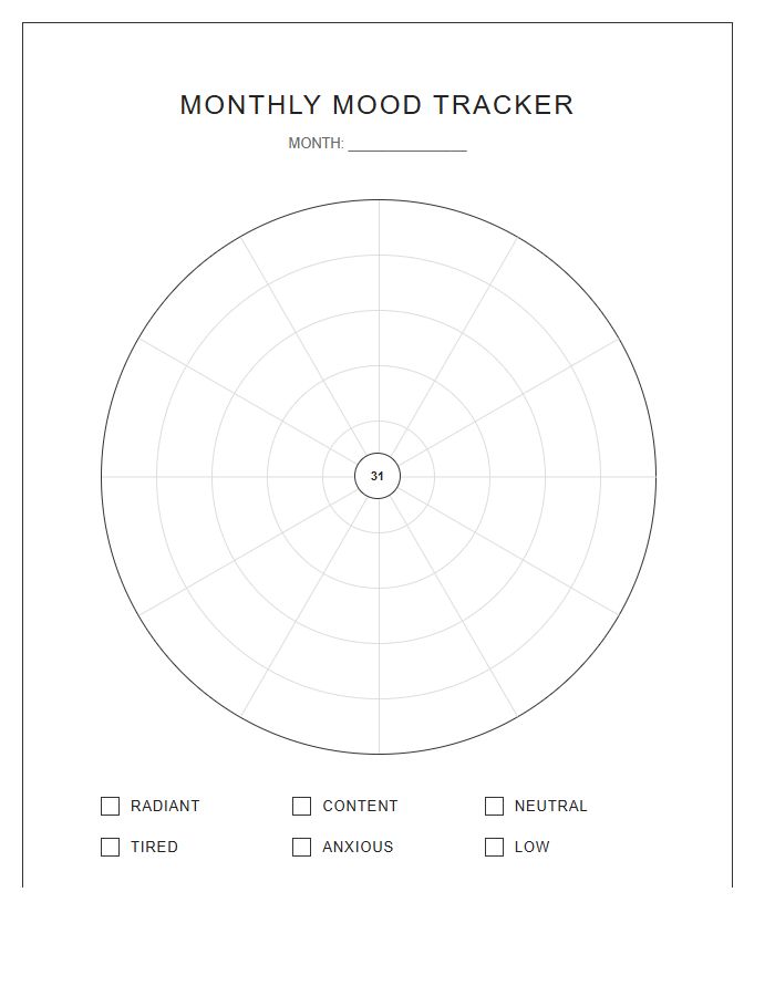 Circular Mood Tracker Printable Chart
