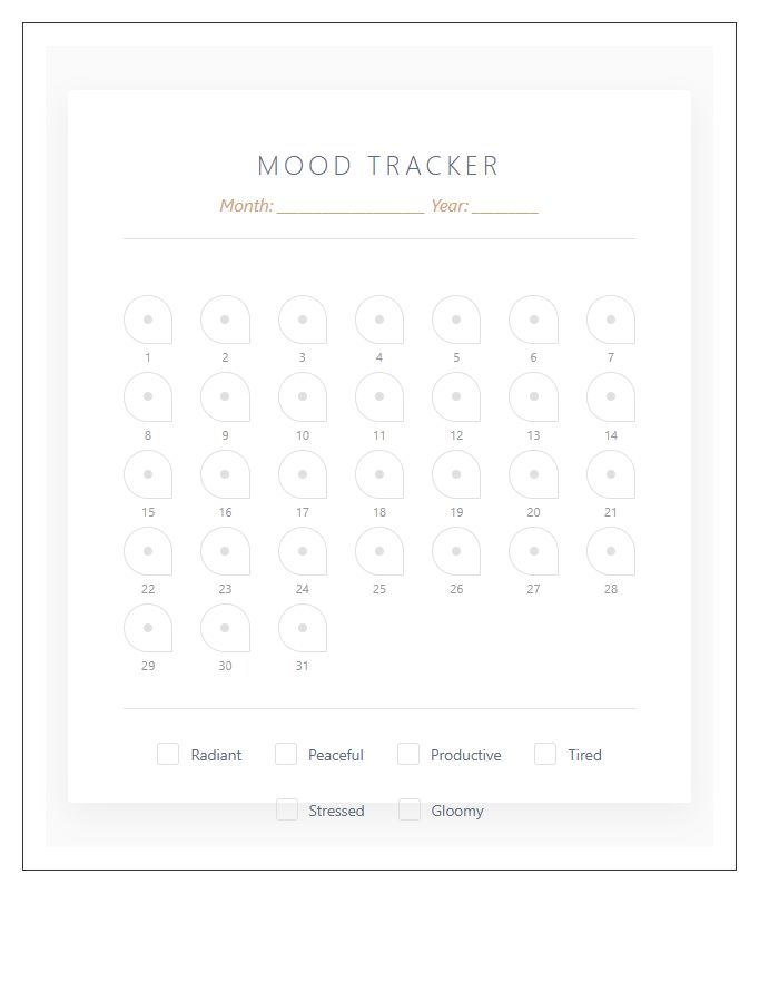Floral Design Mood Tracker Printable Chart