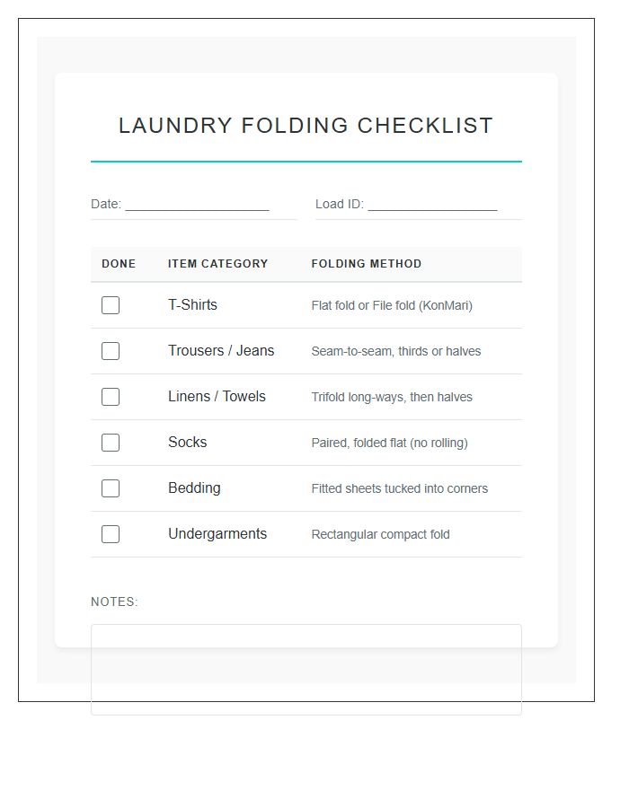 Home Management Laundry Folding Printable Chart