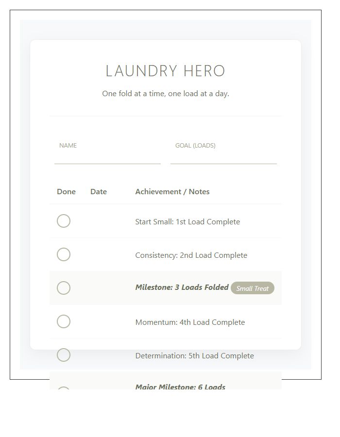Positive Reinforcement Laundry Folding Printable Chart