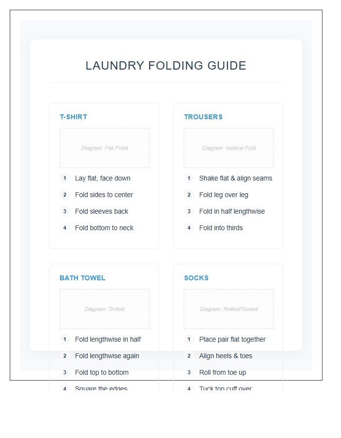 Visual Laundry Folding Sequence Printable Chart