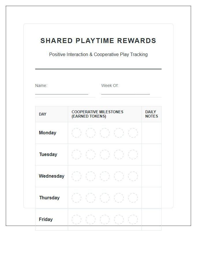 Behavioral Support Shared Playtime Rewards Printable Chart