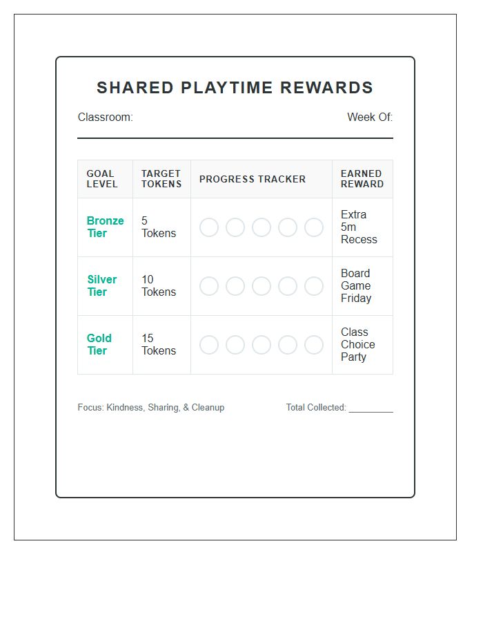 Classroom Shared Playtime Rewards Printable Chart