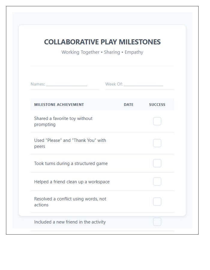 Collaborative Play Milestones Rewards Printable Chart