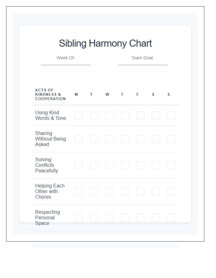 Effective Sibling Harmony Rewards Printable Chart