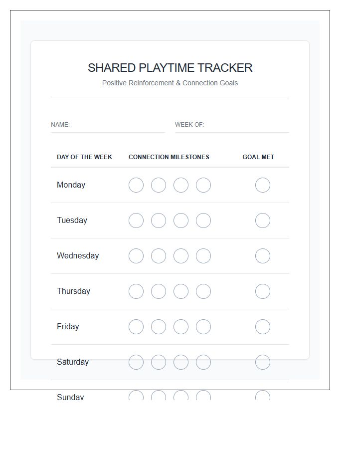 Positive Reinforcement Shared Playtime Printable Chart