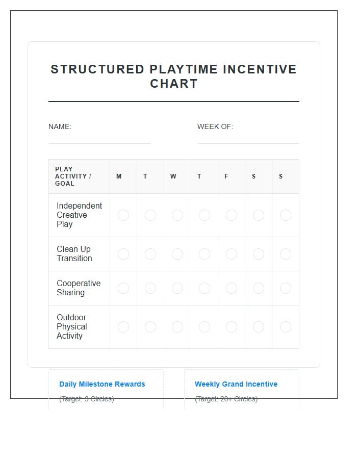 Structured Playtime Incentive Rewards Printable Chart