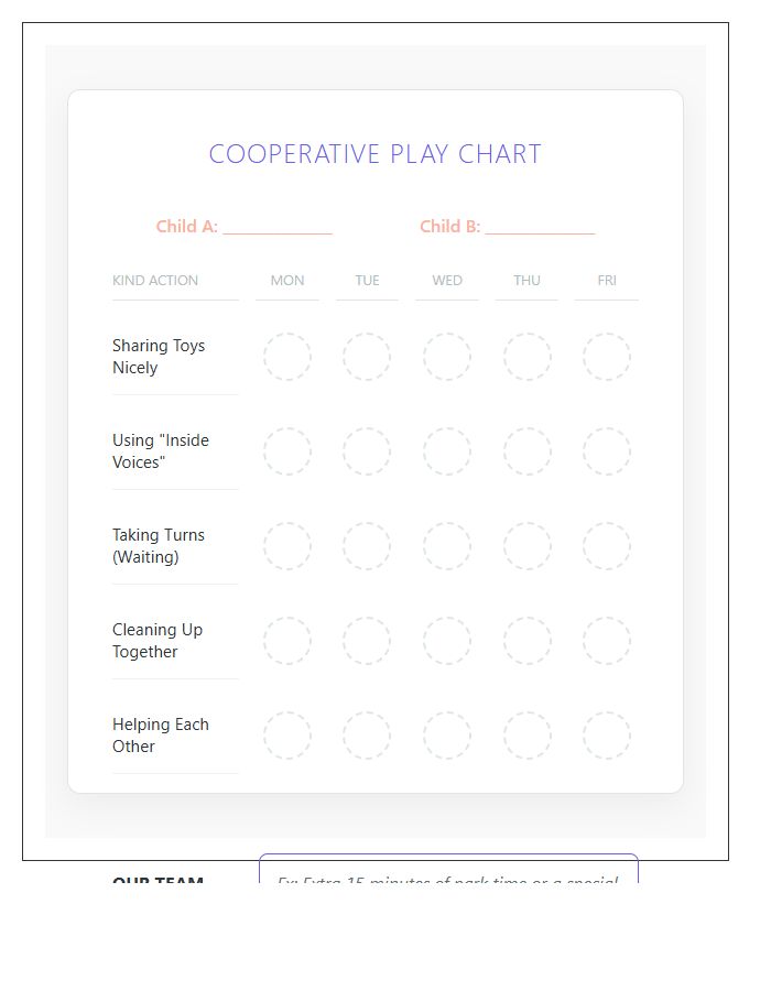 Toddler Cooperative Play Rewards Printable Chart