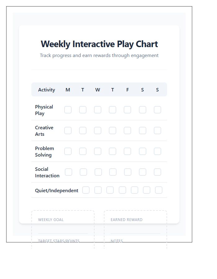 Weekly Interactive Play Rewards Printable Chart