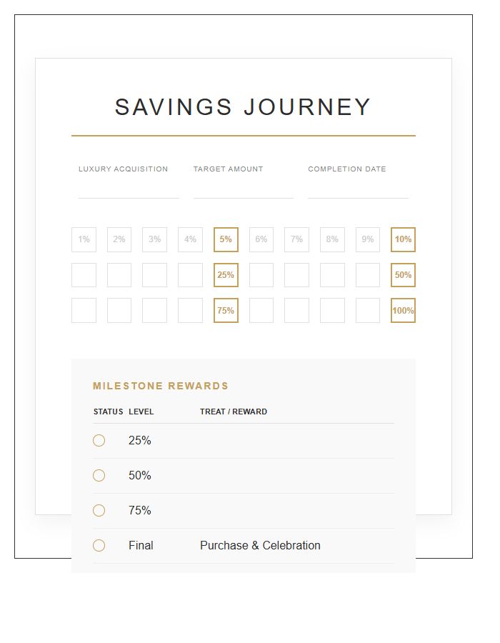 Luxury Purchase Savings Goal Rewards Printable Chart