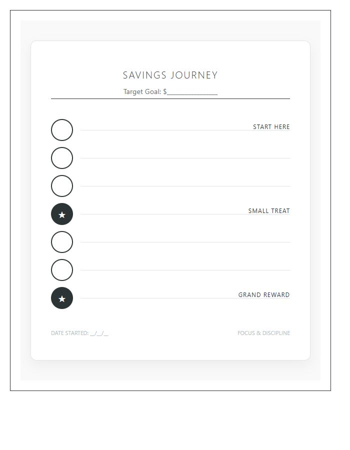 Themed Illustration Savings Goal Rewards Printable Chart