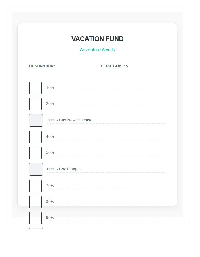 Vacation Fund Tracker Savings Goal Rewards Printable Chart