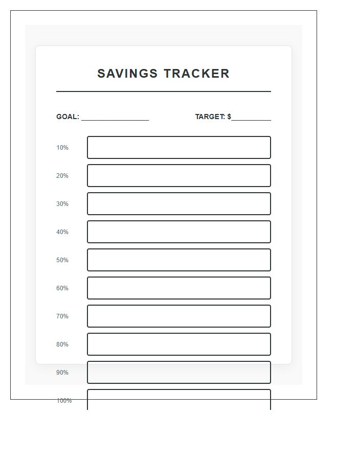 Visual Savings Goal Rewards Printable Chart