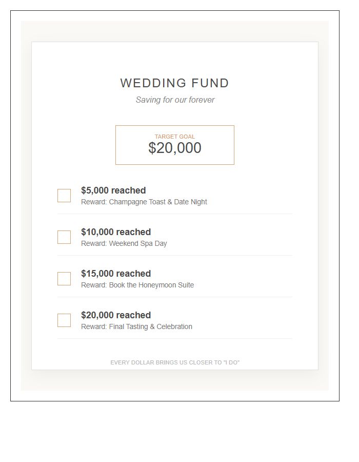 Wedding Planning Fund Savings Goal Rewards Printable Chart