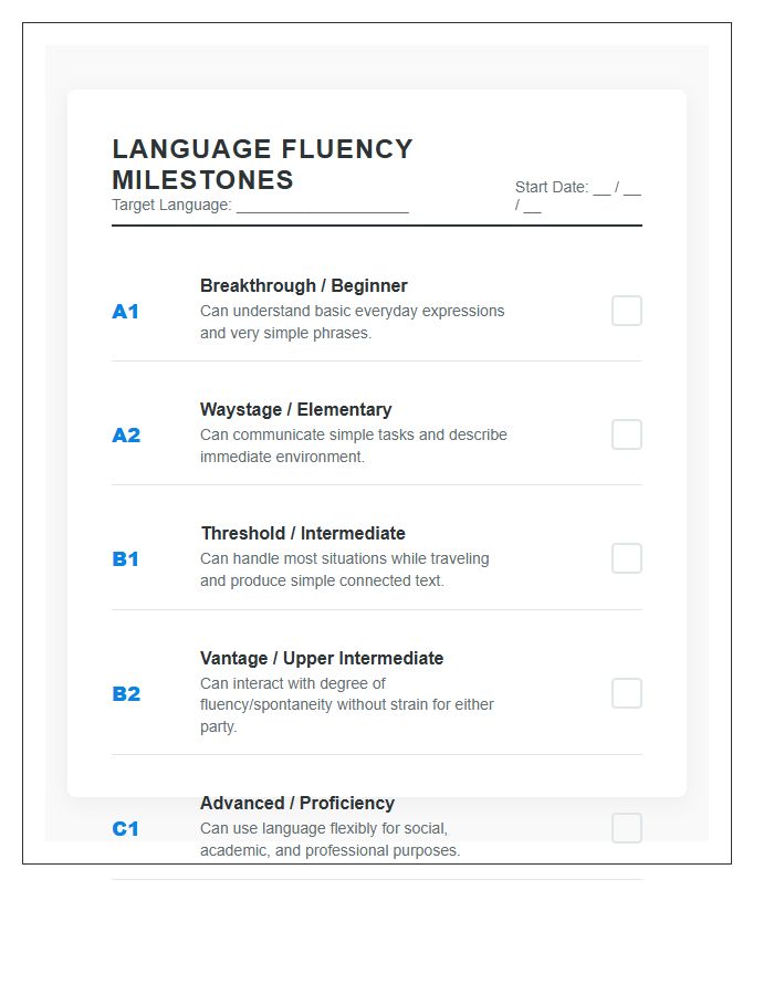 Language Fluency Milestone Printable Chart
