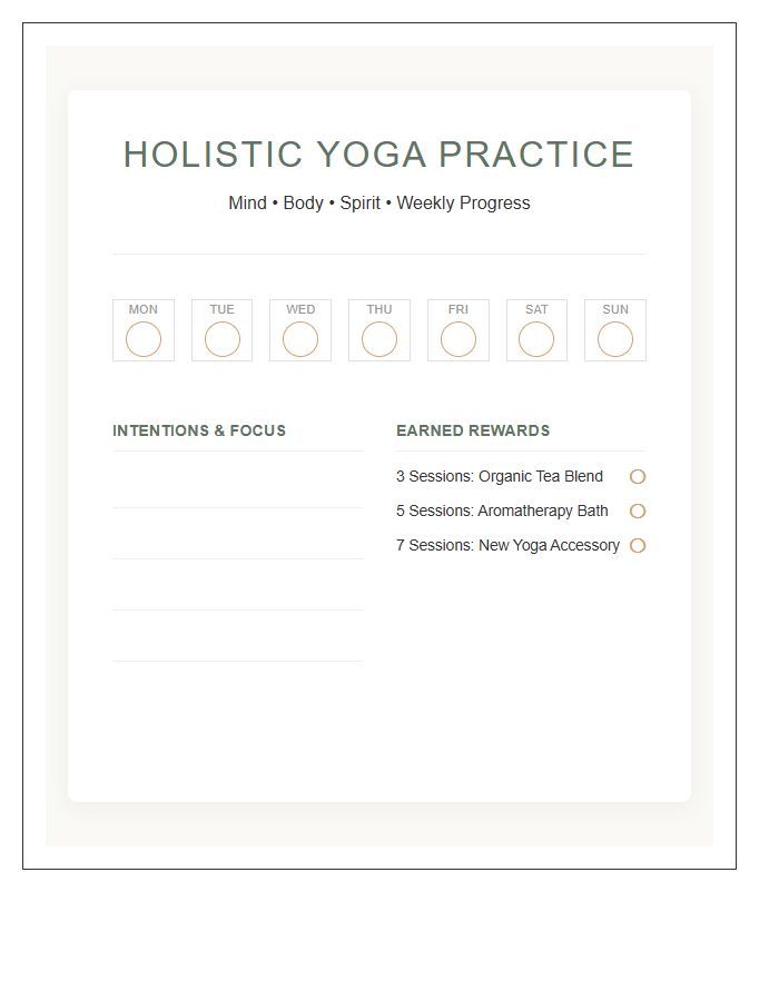 Holistic Yoga Practice Rewards Printable Chart