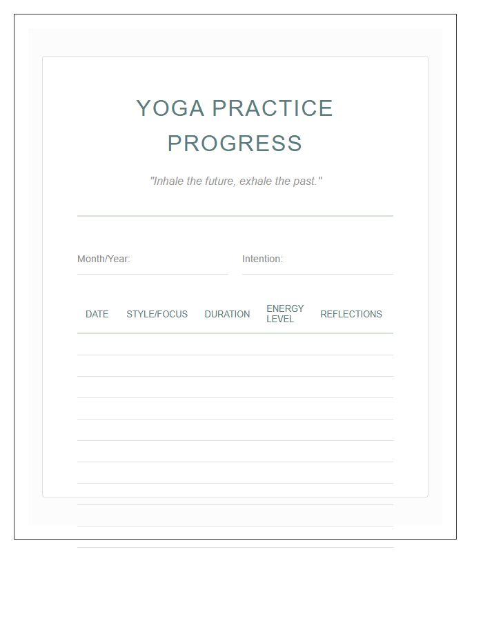 Home Yoga Practice Progress Printable Chart