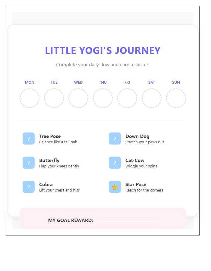 Kids Yoga Movement Rewards Printable Chart