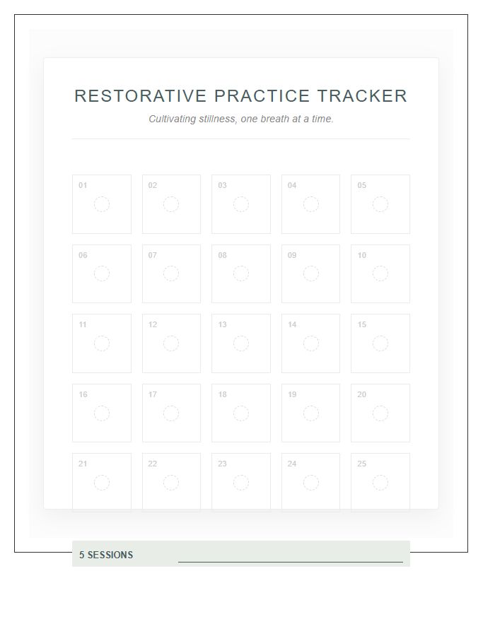 Restorative Yoga Session Rewards Printable Chart