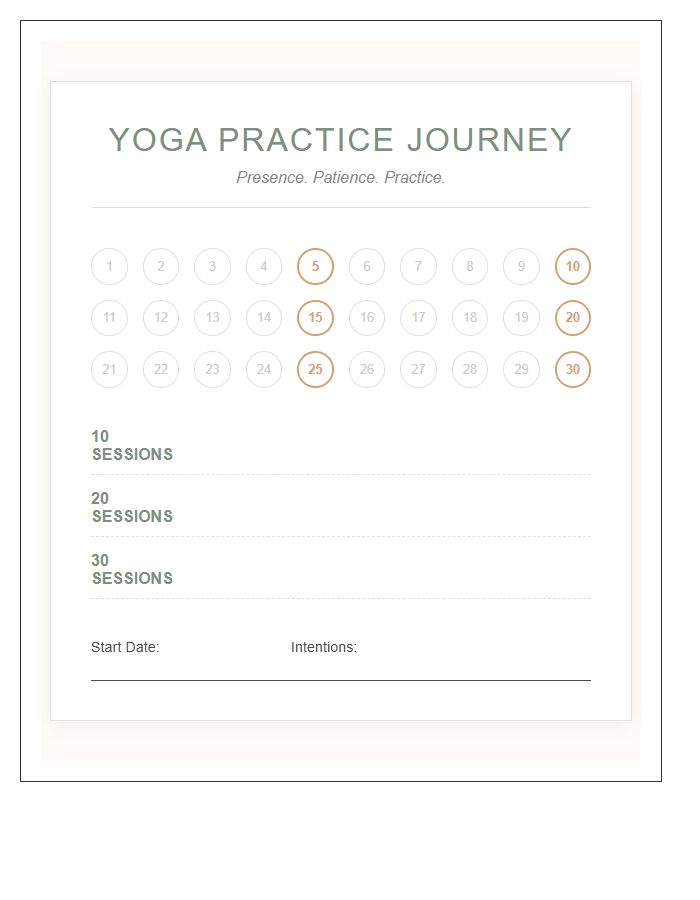 Yoga Practice Reward System Printable Chart