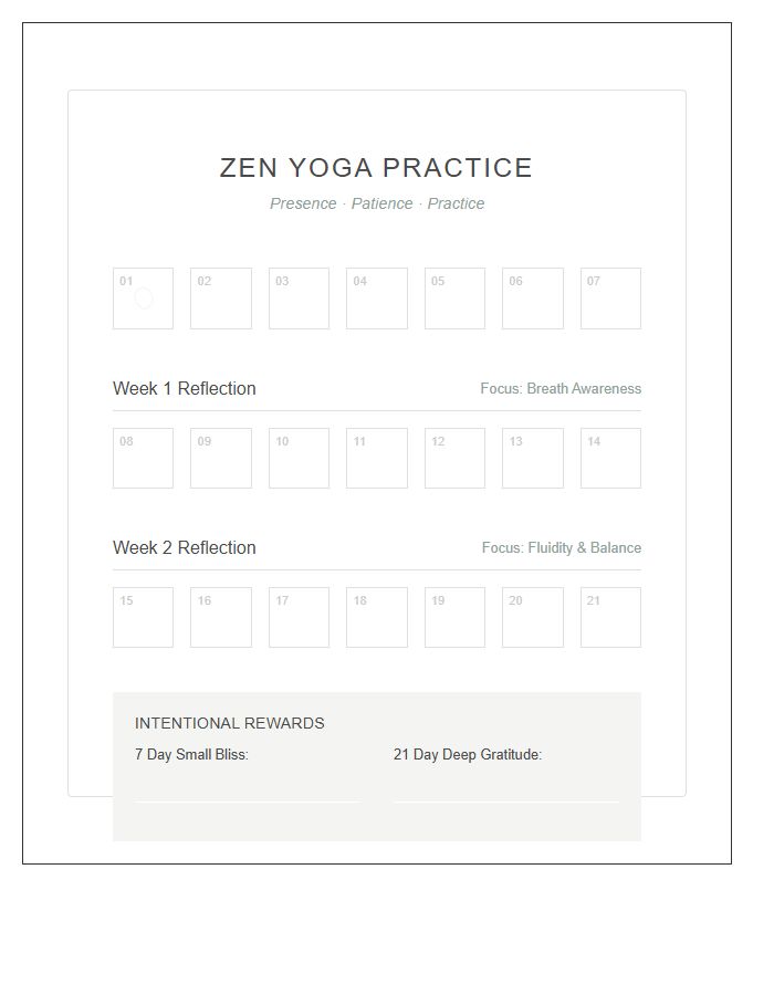 Zen Yoga Practice Rewards Printable Chart