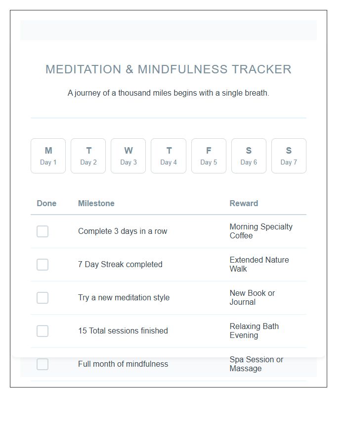Mental Wellness Meditation Rewards Printable Chart