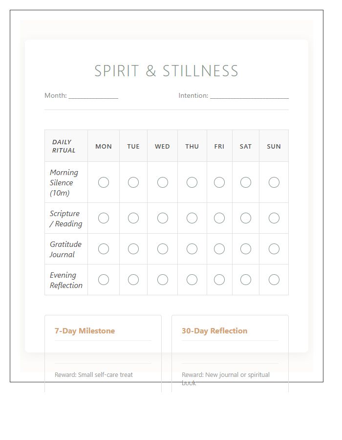 Spiritual Meditation Routine Rewards Printable Chart