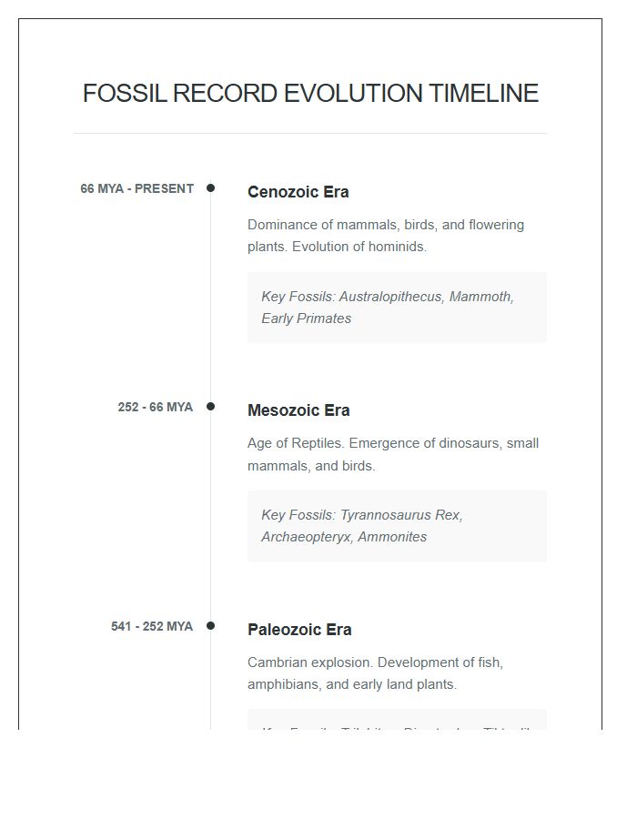 Fossil Record Evolution History Timeline Printable Chart