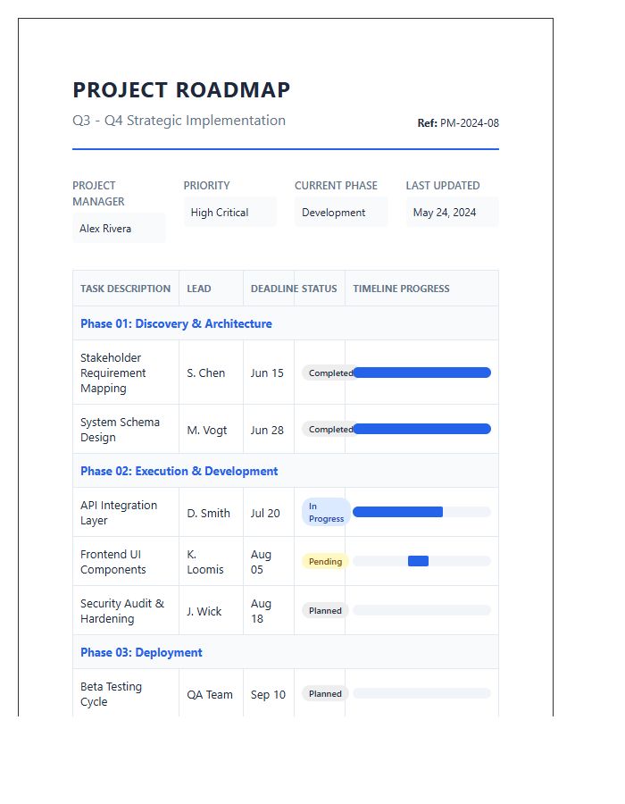 Advanced Project Management Timeline Printable Chart