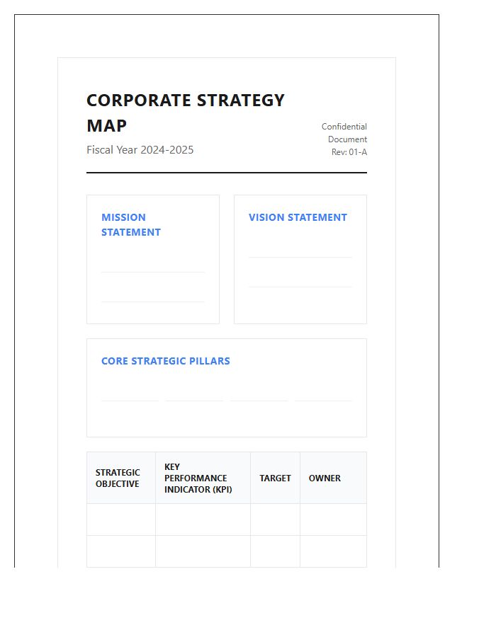 Corporate Strategy Management Printable Chart