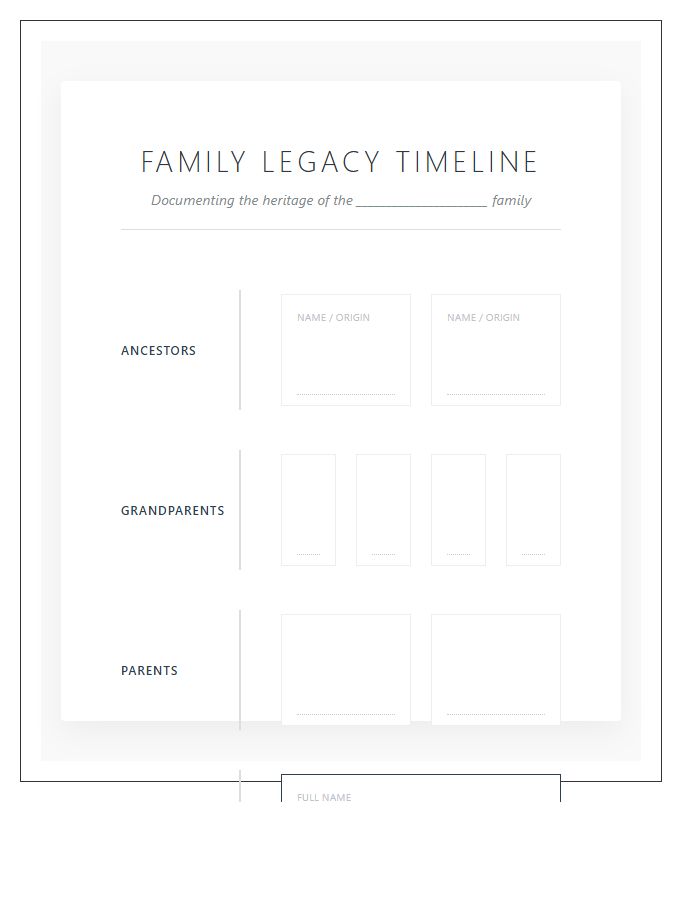 Family Legacy Generation Timeline Printable Chart