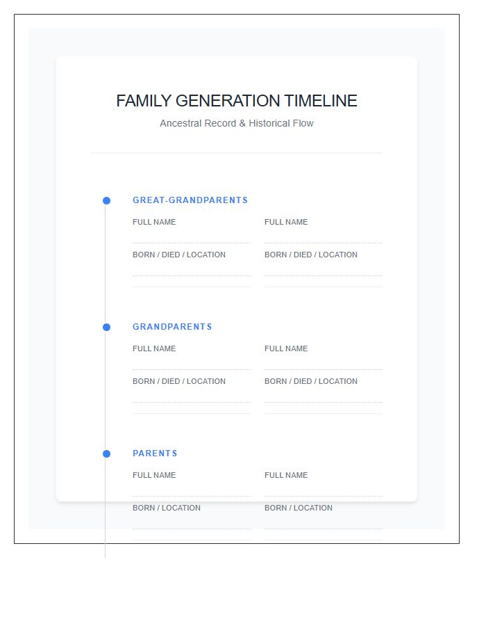 Simple Family Tree Generation Timeline Printable Chart