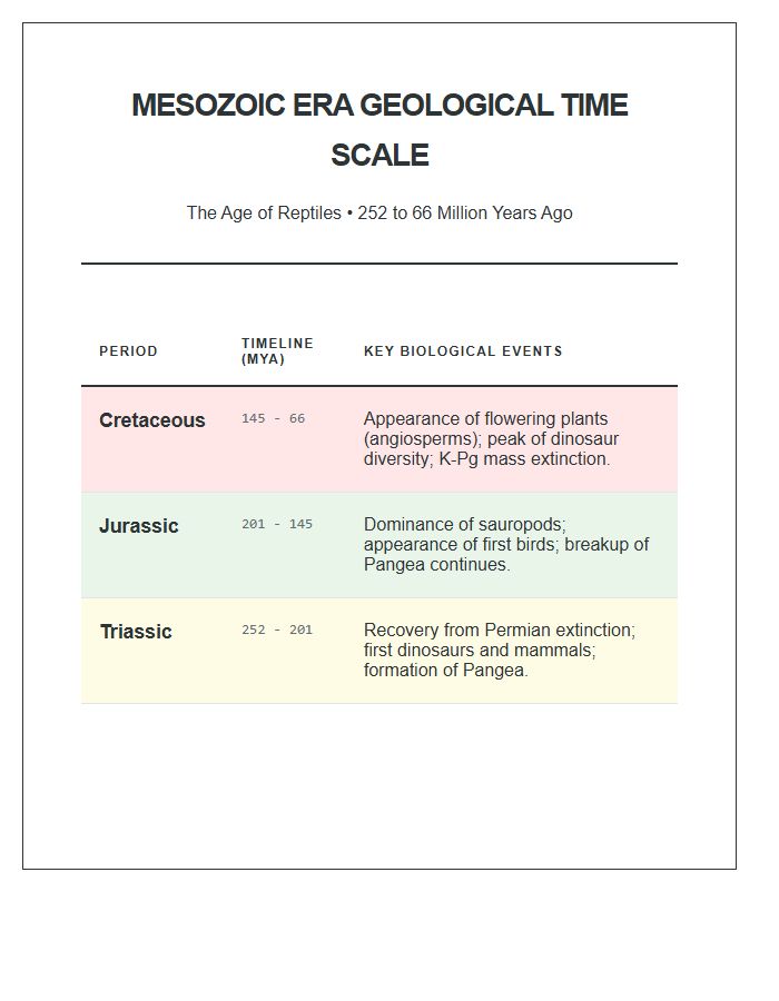 Mesozoic Era Geological Time Scale Printable Chart